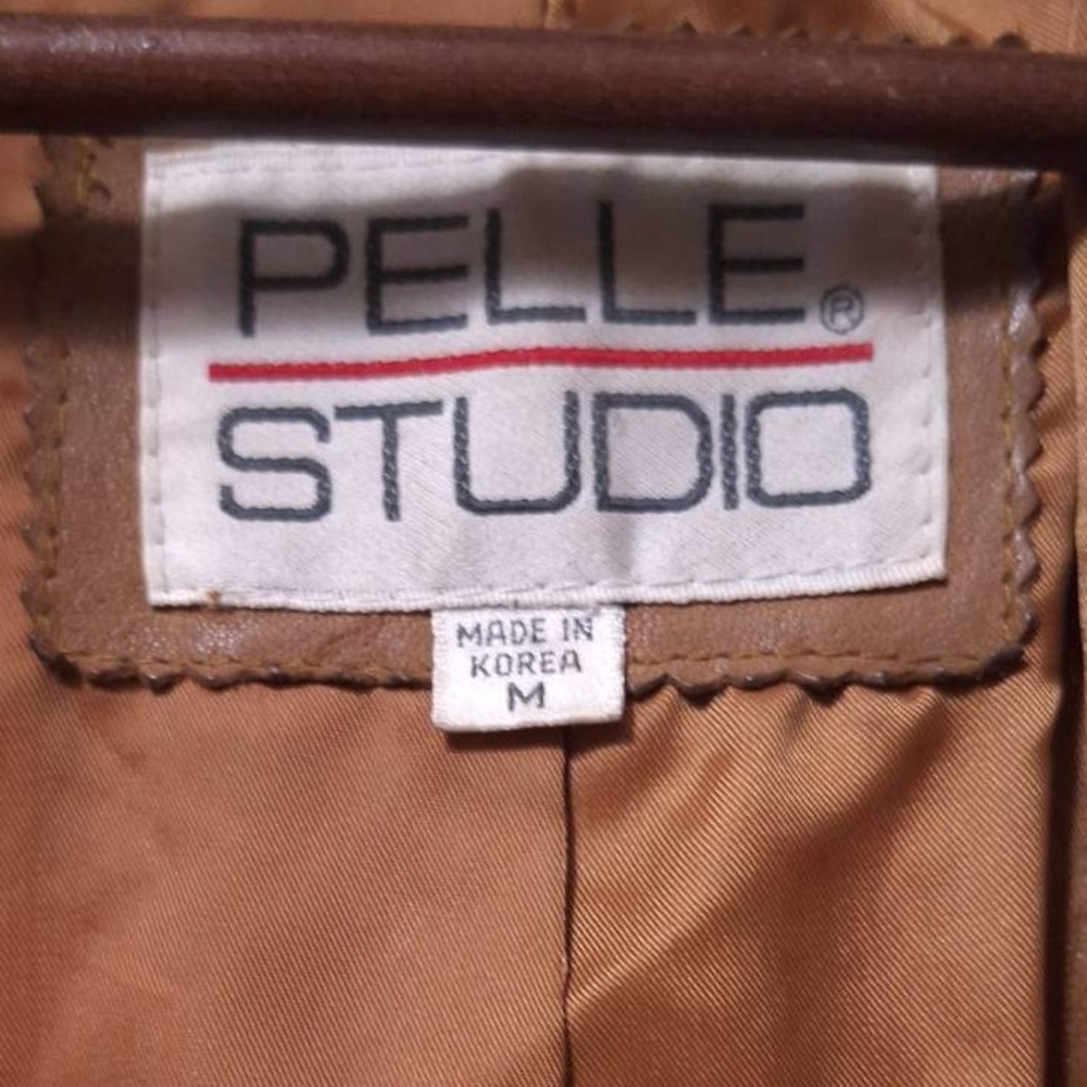 Vtg Pelle Studio Leather Patchwork Trench Coat Go… - image 4